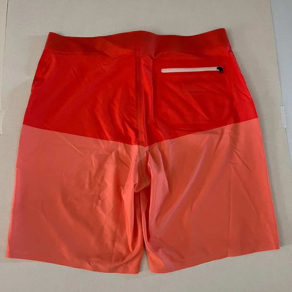 Outerknown Apex Boardshorts Mens 31 Red Orange Surf Swim Trunks Kelly Slater